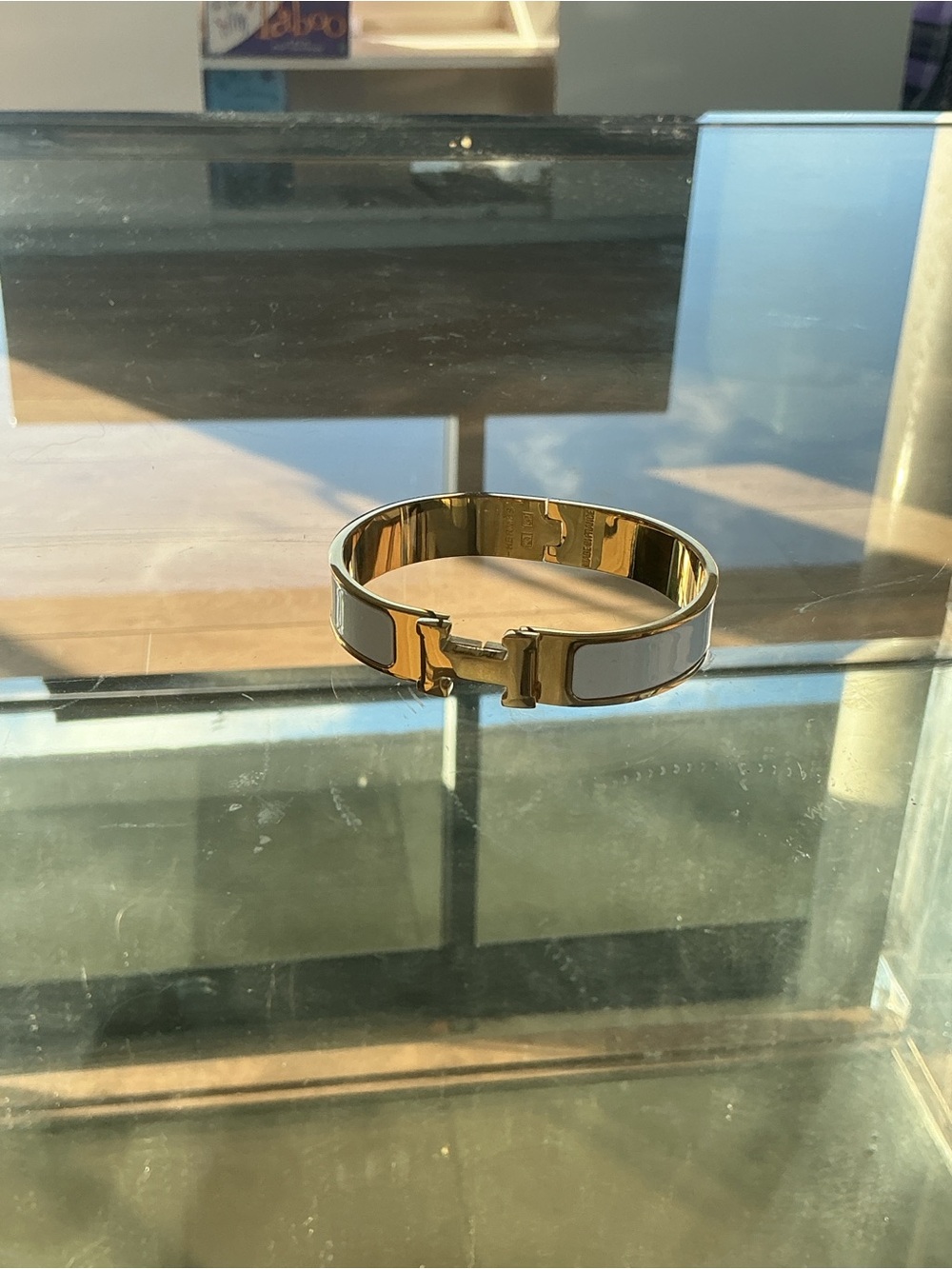Hermes Gold and White Enamel Click H Bracelet